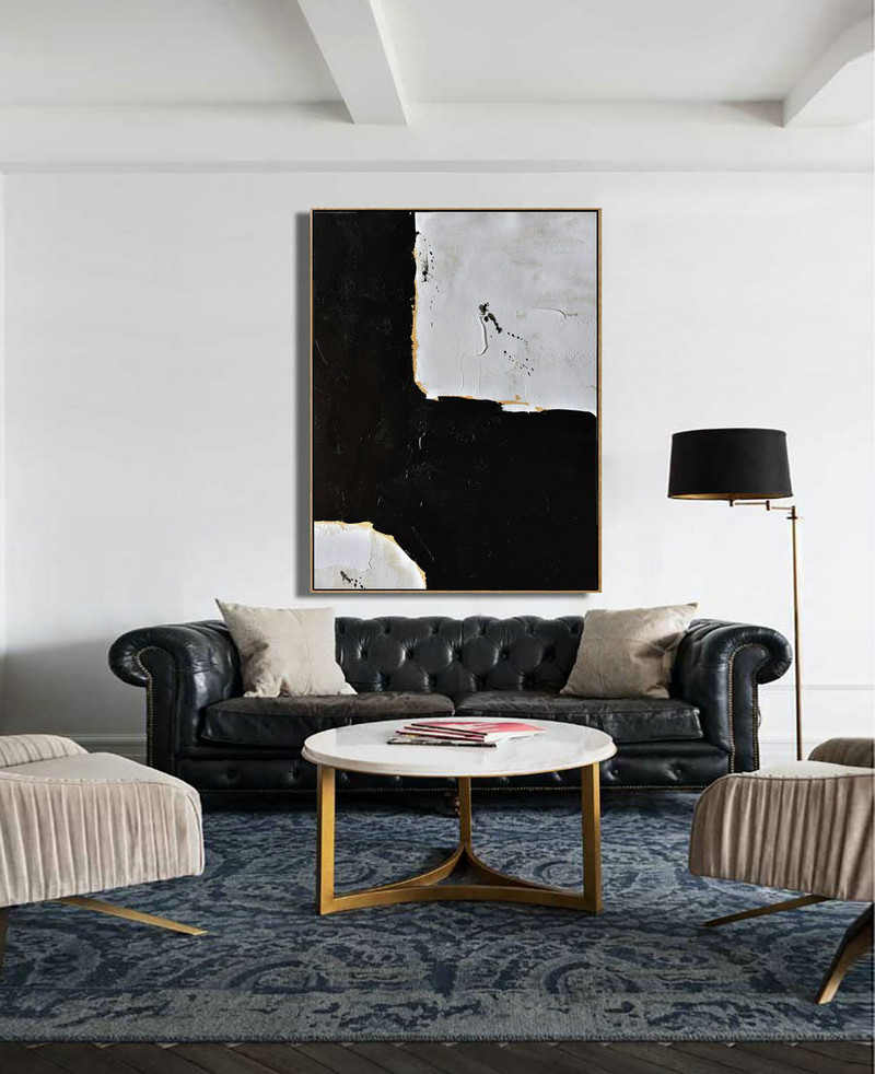 Large Abstract Painting On Canvas,Minimalist Painting On Canvas, Palette Knife Vertical Minimal Art - Size Extra Large Abstract Art